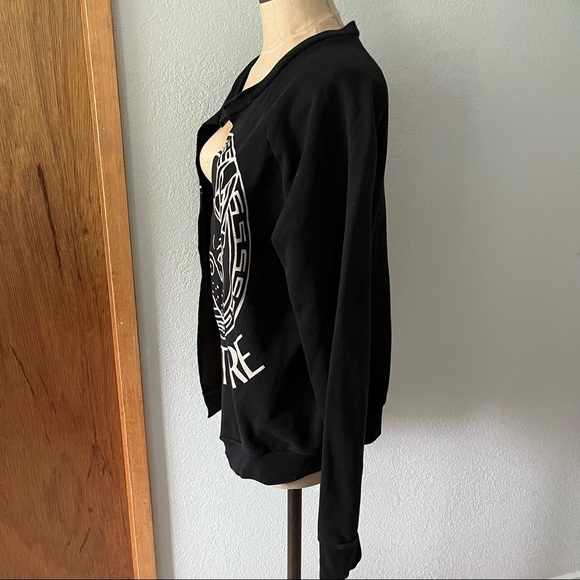 5 PREVIEW sz M Open Front Sweatshirt Black French Bulldog Salvatore Long sleeve - Picture 5 of 9